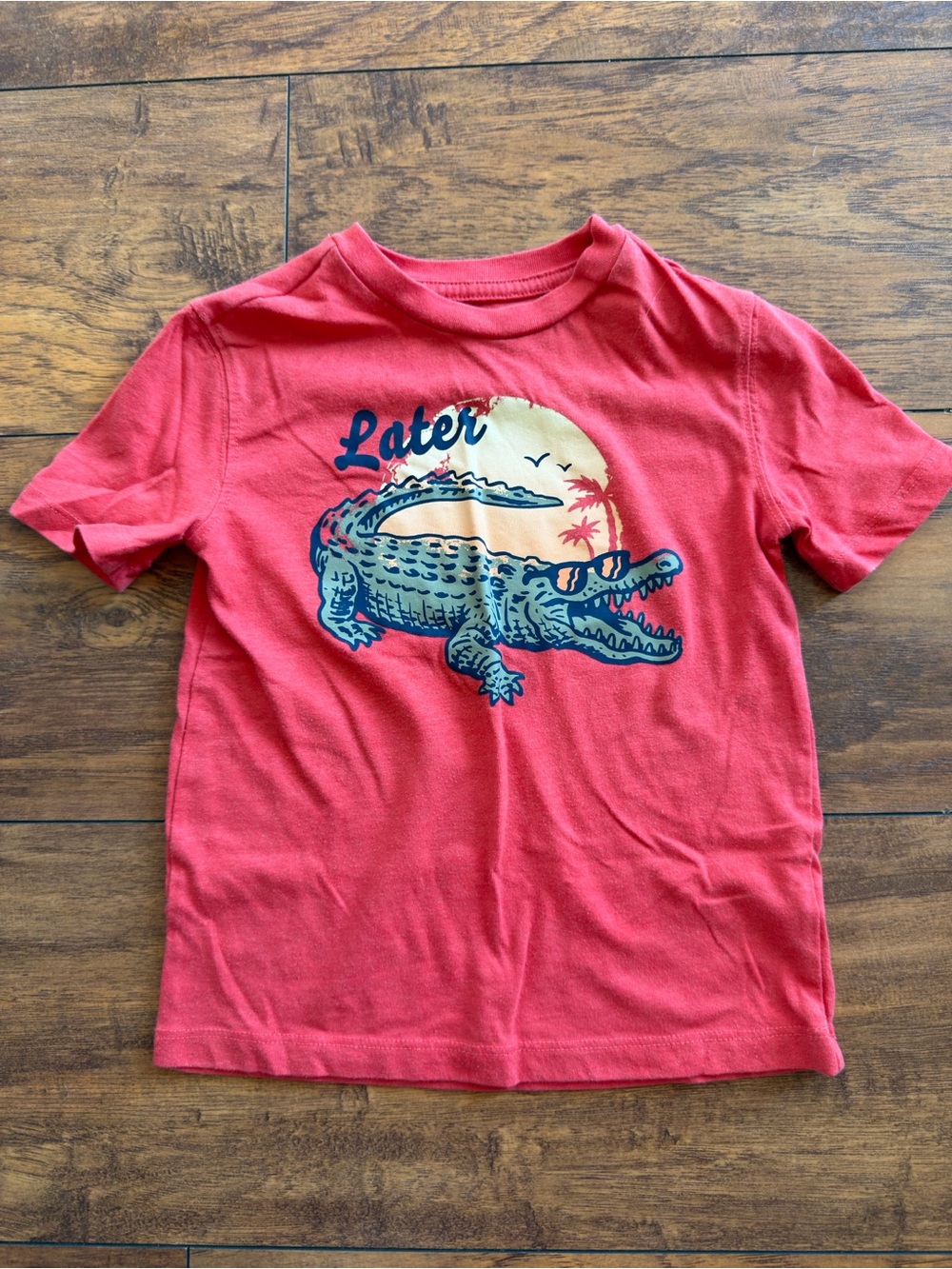 Red 'Later' Alligator Graphic Tee for Kids